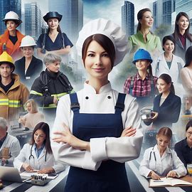 Bild einer Frau in unterschiedlicher Arbeitskleidung mit mehreren Jobs